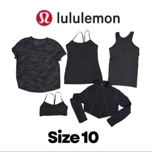 5 piece Lululemon Bundle Size 10 A mix of Black Gym Clothes